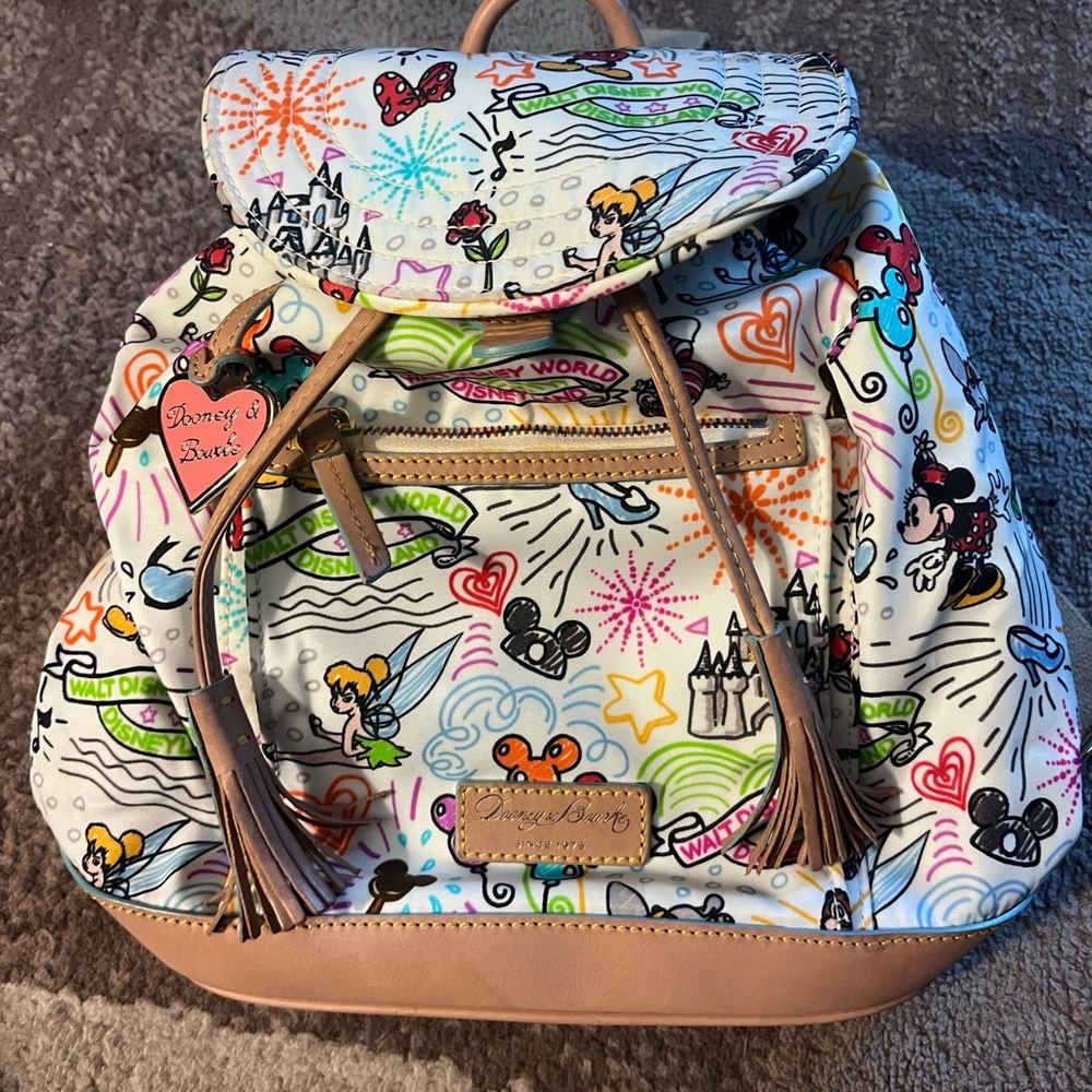 Dooney & Bourke Disney Parks sketch White and Tan Backpack